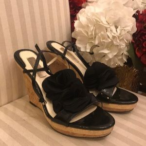 Badgley Mischka Wedge Heels, Patent Black